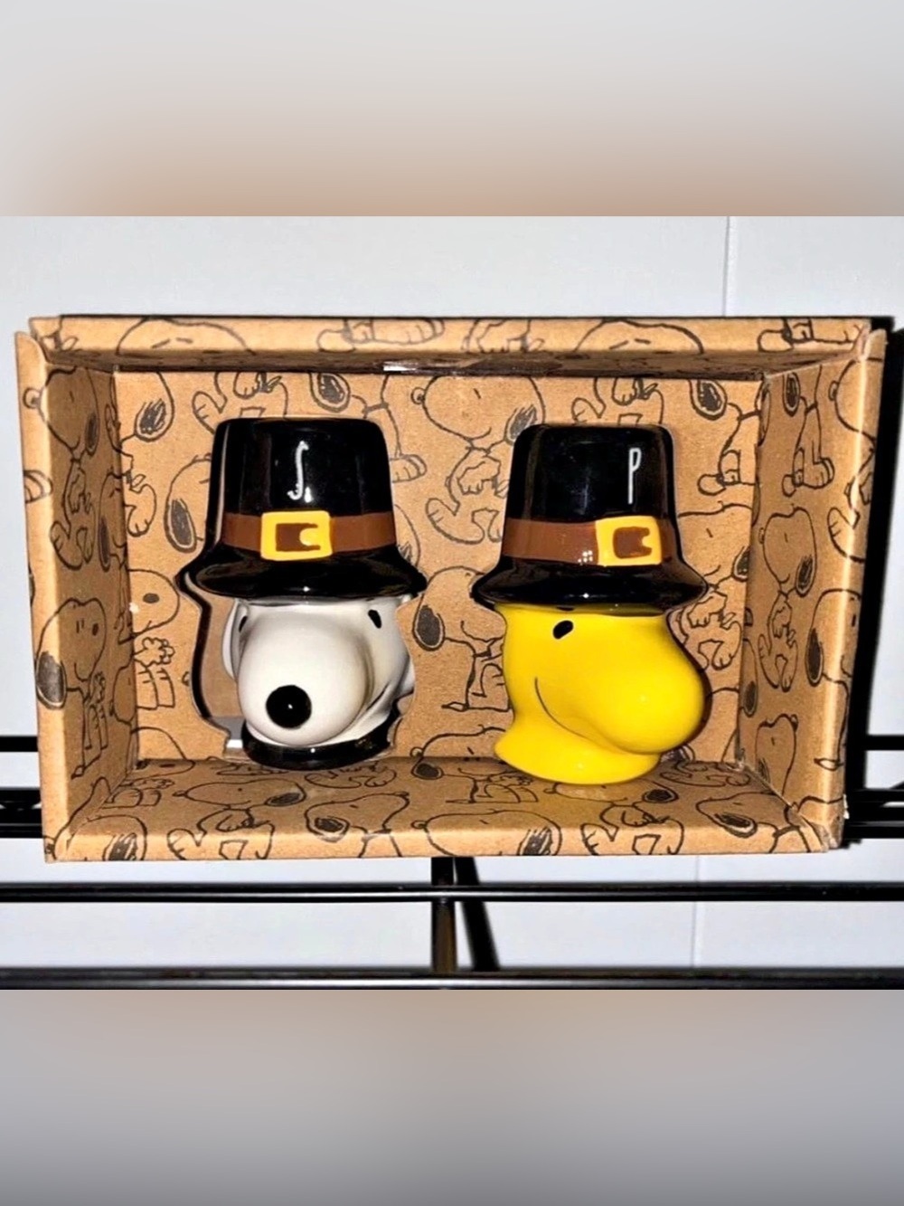Rae Dunn Peanuts Snoopy & Woodstock Pilgrim Salt and Pepper Shakers